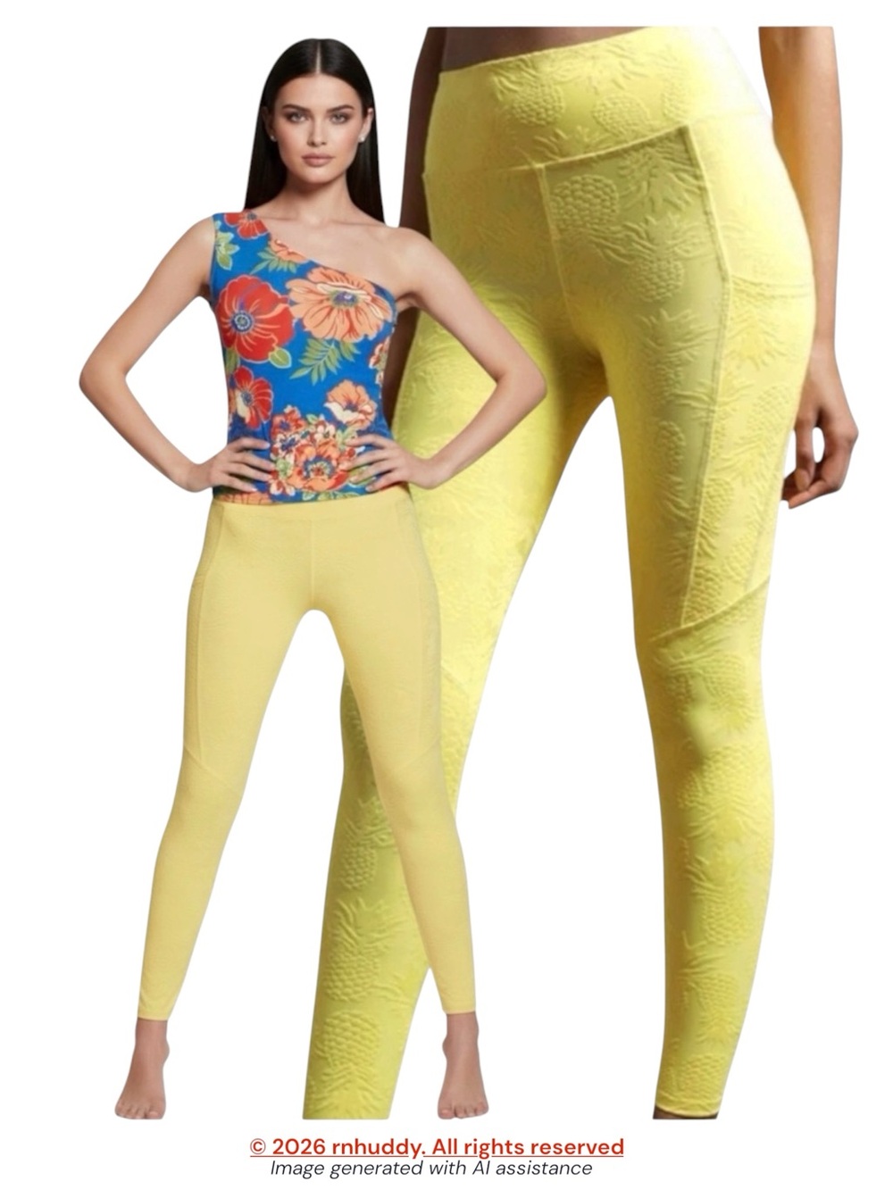 Twenty Montreal XS yellow pineapple 3D leggings